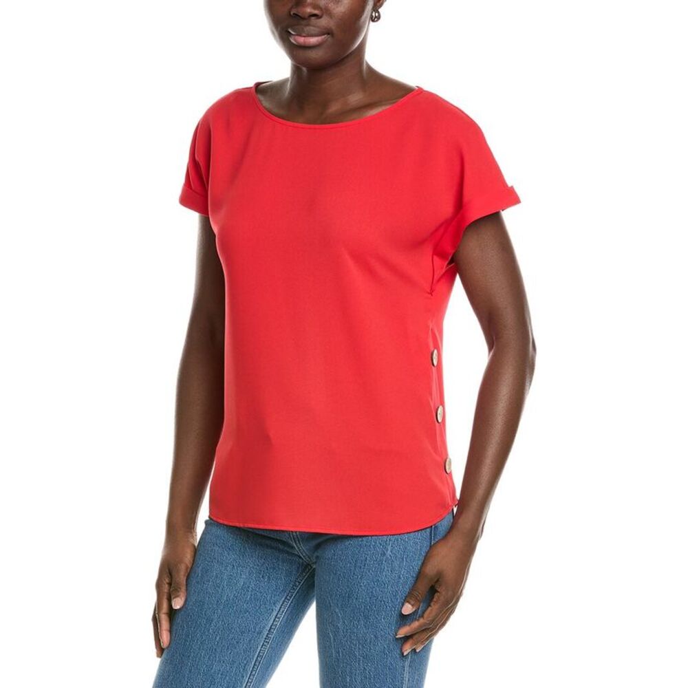 Jones New York Womens  Button Detail Blouse, Red